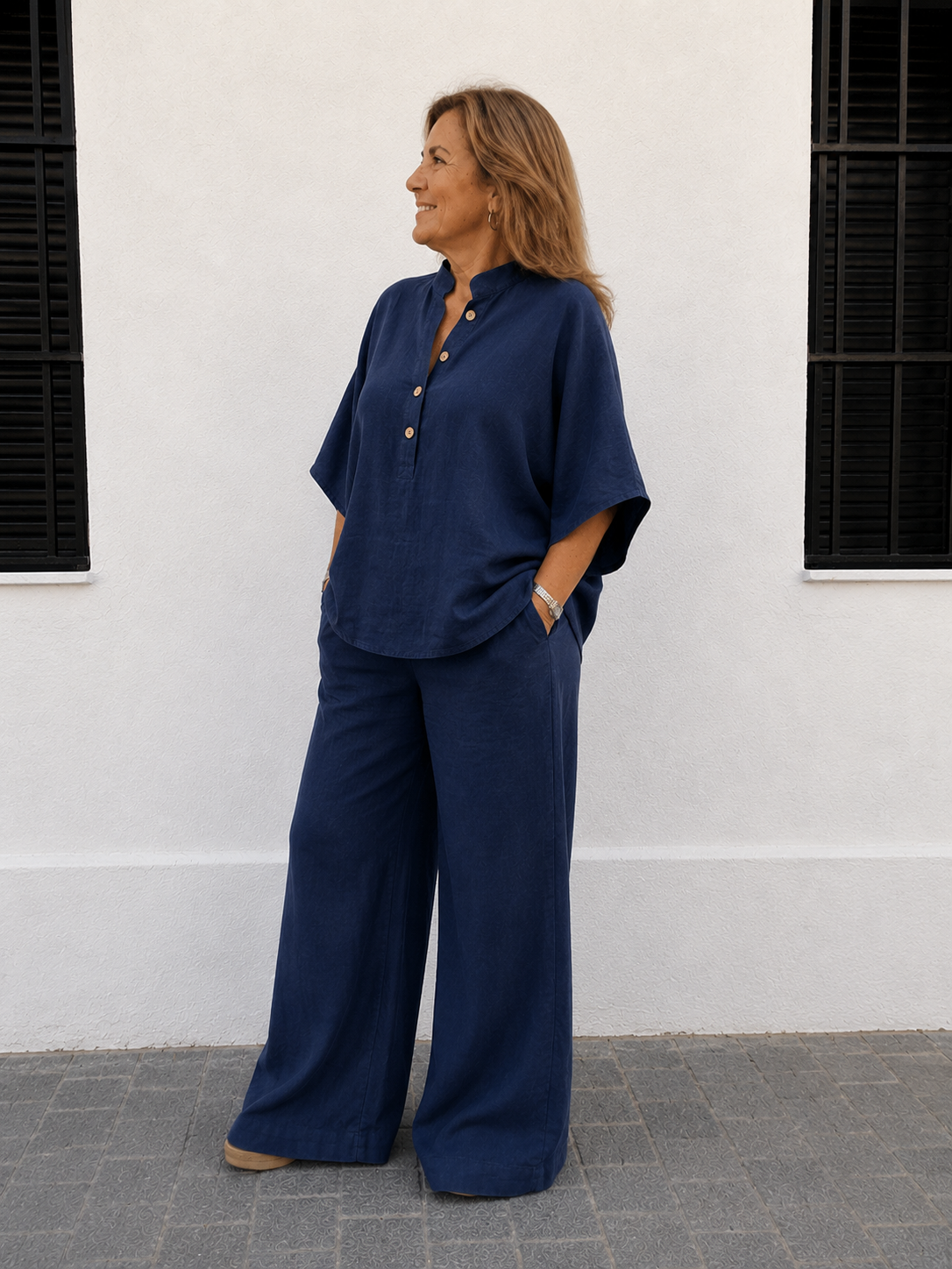 Marta | Elegante conjunto de algodón fluido.